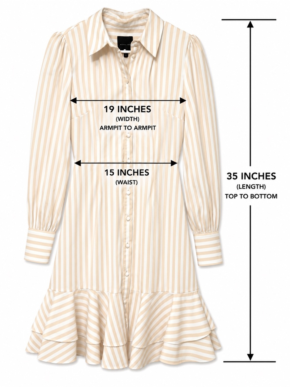 Alex Marie Cream Striped Button-Front Tie-Waist Long Sleeve Dress - Picture 4 of 10
